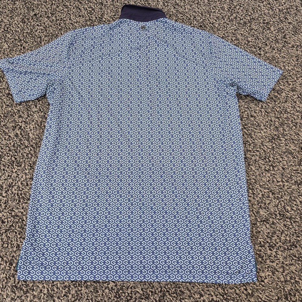 GREYSON Men's L Navy Blue Teal Wolf Arrow Geometric All Over Print Polo Shirt - Picture 7 of 7